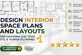design interior space plans and layouts for ca, tx, fl homes