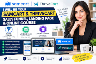 build samcart thrivecart sales funnel landing page for online course