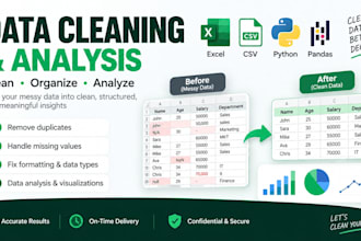 clean, preprocess, and analyze your excel or CSV data