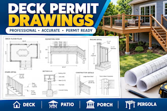 create deck permit drawings, patio plans, porch and pergola permit plans