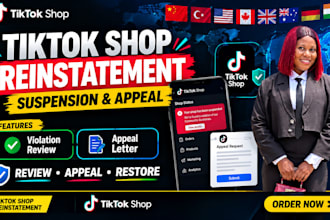 handle tiktok shop reinstatement, suspension appeal, and violations