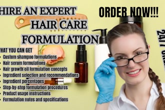 develop custom hair care formulations for shampoo, serum and hair growth oil