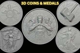 design 3d coin model,stl file for 3d printing and cnc