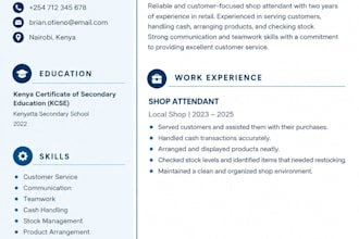 create a clean and professional CV or resume