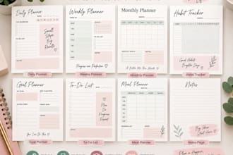 design printable planners, worksheets and canva templates