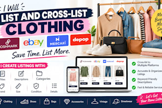 draft list and cross list clothing items on poshmark, mercari, ebay, and depop