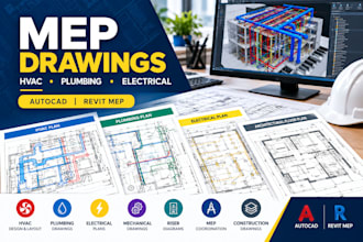 create mep drawings, hvac, plumbing and electrical plans