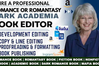 do line or copy editing, developmental edit dark romance academia romantasy book