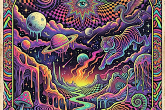 design retro psychedelic poster art