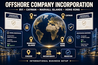 incorporate, register your offshore company in bvi, cayman, marshal island, hk