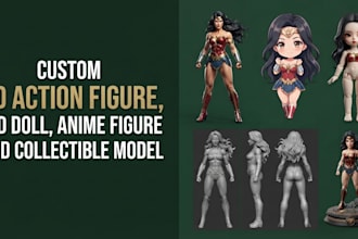 create custom 3d action figure, bjd doll, anime figure and collectible model