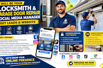 be your locksmith, garage door repair social media manager get leads and website