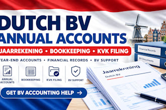 prepare dutch bv annual accounts, jaarrekening, bookkeeping and kvk filing