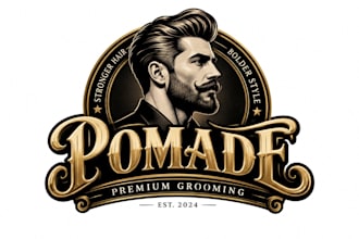 design a professional, hair styling, barber, or grooming  pomade logo