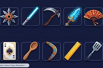 design 2d game props, assets and icons for your game