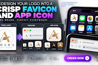 redesign your logo into a crisp favicon and app icon