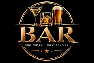 design a professional drinks , pub, cocktail, or nightlife bar logo