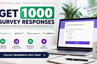 get 1000 targeted survey responses on google form, qualtrics, questionnaire poll