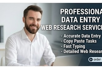 do accurate data entry, copy paste, typing and web research