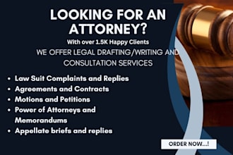 be your lawyer for legal writing, legal consulting, legal advice, and paralegal