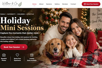 design wix holiday mini sessions website family photographer booking website