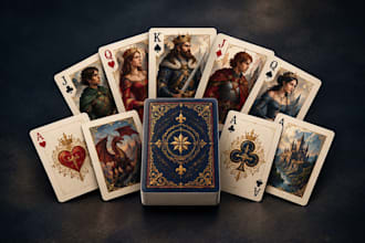 design custom card game art, board game design game mechanics card template