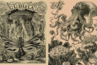 create detailed vintage engraving and etching illustration