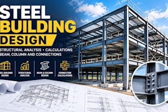 steel building design, structural analysis, beam, column, connection calculation