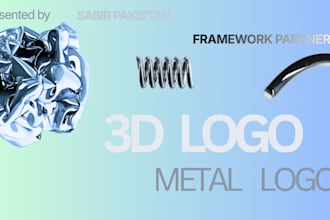 design viral 3d chrome liquid metal logo with mockup