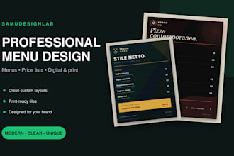 design a professional restaurant menu or price list