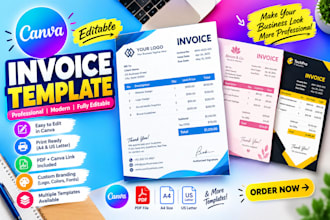 design a professional editable canva invoice template for your business