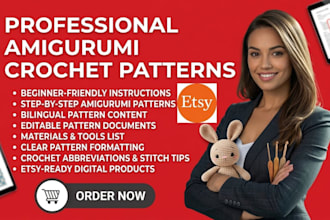 write editable beginner friendly bilingual amigurumi crochet pattern on etsy