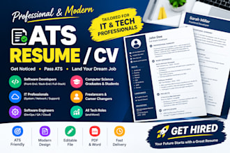 create an ats friendly resume CV for IT and tech jobs