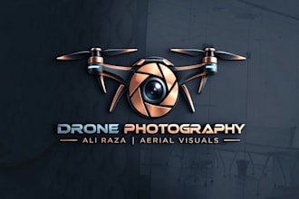 design unique modern photography and drone photography logo