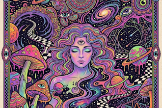design colorful psychedelic posters