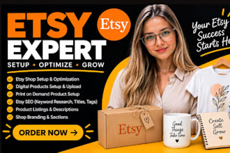 setup etsy shop, etsy digital products, etsy print on demand, etsy seo listing