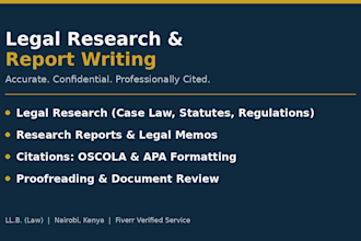 conduct legal research and write regulatory reports