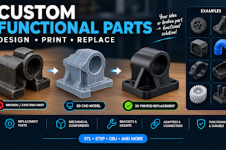 design custom 3d printable functional and replacement parts
