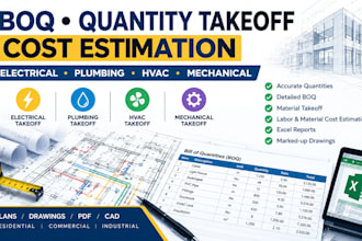 do boq, electrical, plumbing, mechanical, hvac takeoff, cost estimation