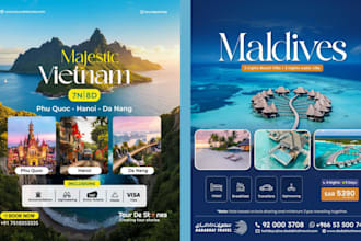 design retro vintage travel posters tourism poster vacation flyer in 24hrs