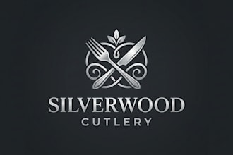 design a elegant cutlery logo for your brand