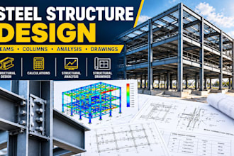 steel structure design, beam and column calculations and structural analysis