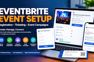 set up eventbrite events, boost event registration, ticketing and event campaign
