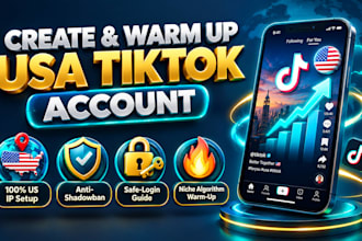 create usa based tiktok account, usa tiktok warm up, usa tiktok management