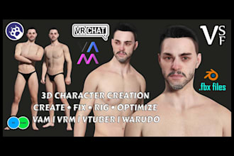 create, optimize and rig 3d nsfw character for vtubing, warudo, vam and games