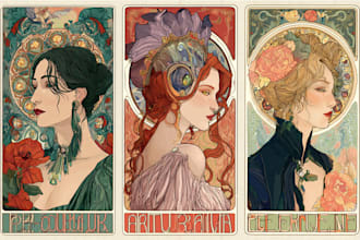 illustrate a vintage art nouveau book cover