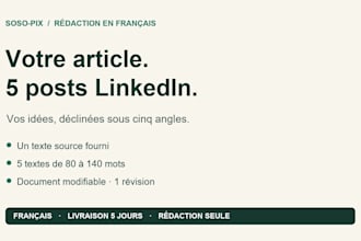 turn your article into five french linkedin posts