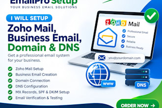 set up zoho mail, business email, domain and dns