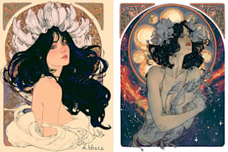 illustrate a vintage art nouveau book cover