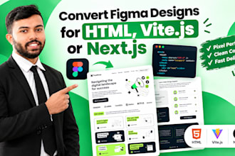 convert figma design to react or figma to next js with responsive design